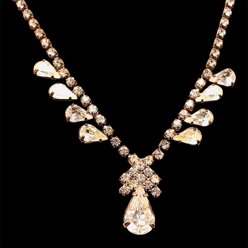Crystal Teardrop Necklace Vintage